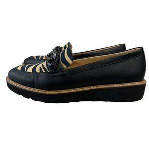 Naturalizer Emmal Slip On Black/Tan Animal Print Loafer Women's Sz 10 M
